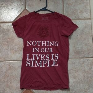 Maroon Supernatural 'Nothing In Our Lives Is Simple' T-Shirt Size S